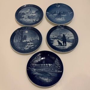 Royal Copenhagen Christmas plates, Bing and Grondahl Christmas Eve plates.